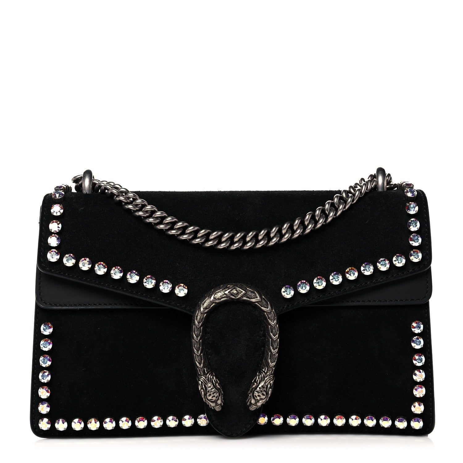 Gucci Suede Crystal Small Dionysus Shoulder Bag Black 1 of 15