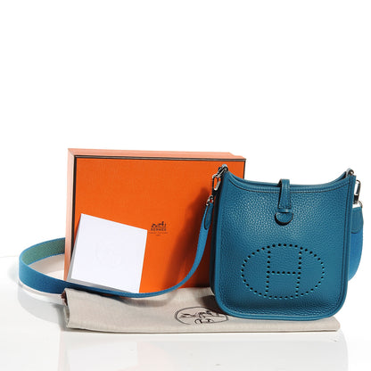 Hermes Taurillon Clemence Evelyne TPM Bleu Izmir 5 of 9