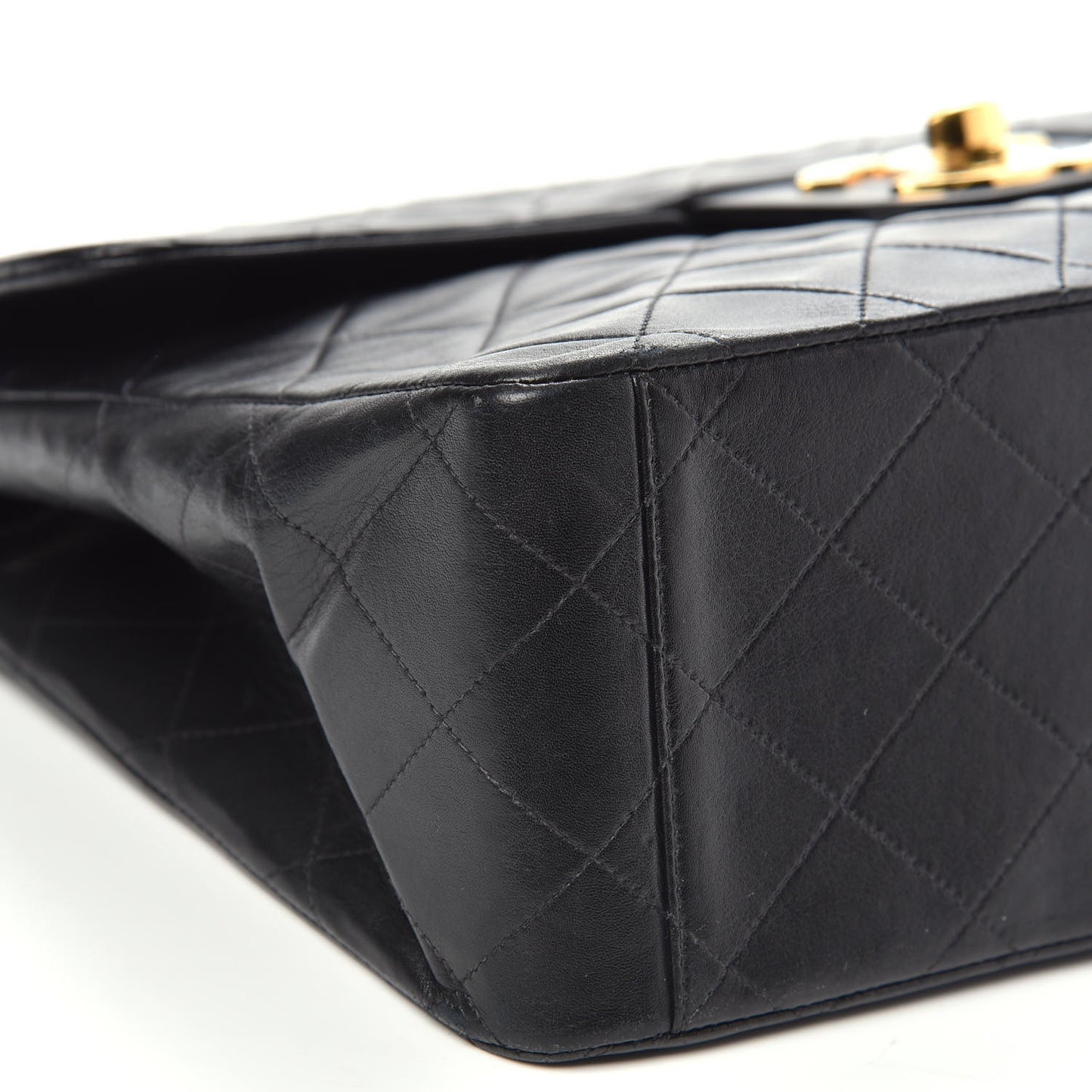 Lambskin Quilted XL Jumbo Single Flap Black