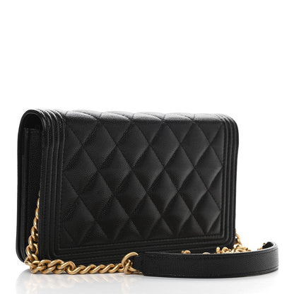 Chanel Caviar Quilted Boy Wallet On Chain WOC Black 3 of 12