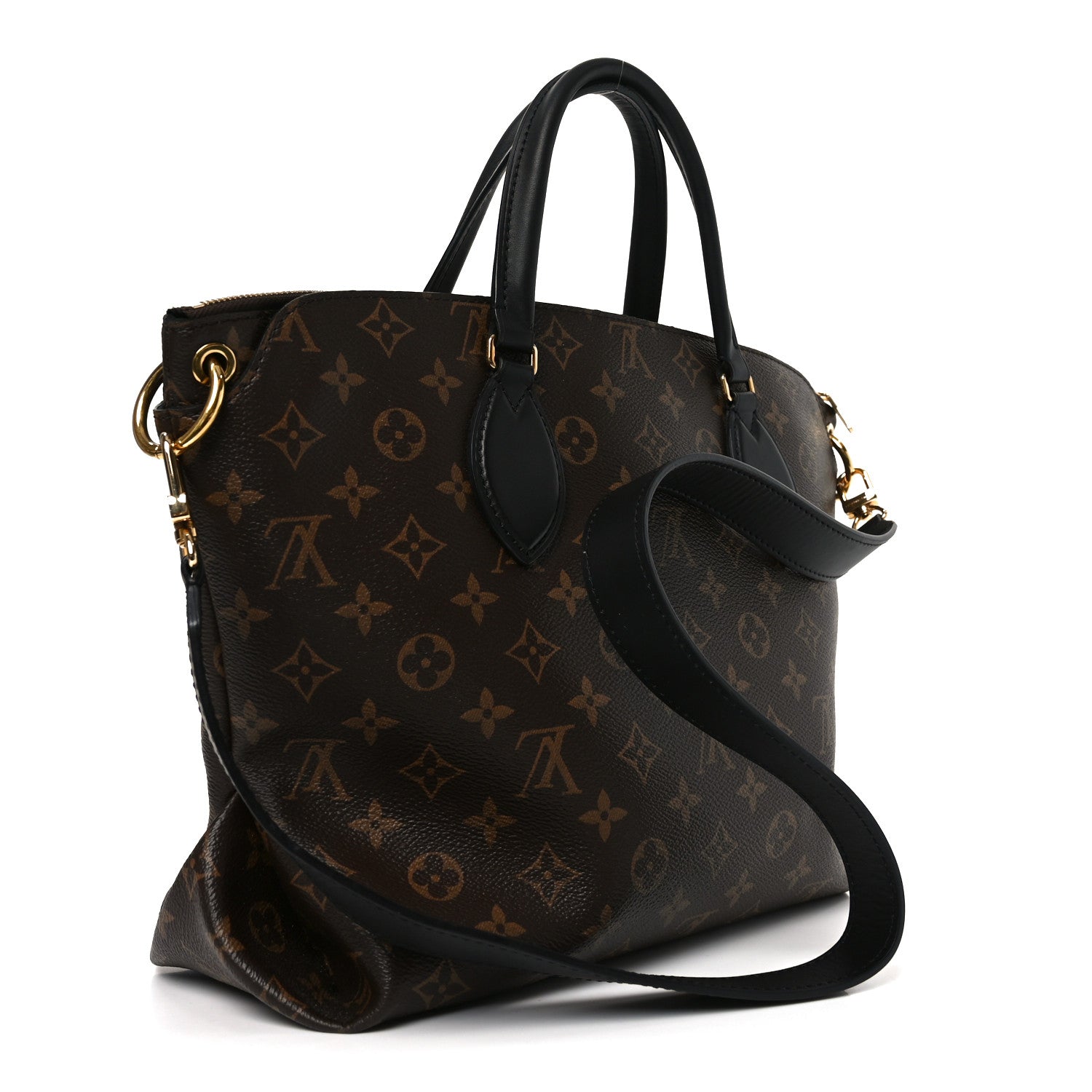 Louis Vuitton Monogram Flower Zipped Tote MM Black 1839393