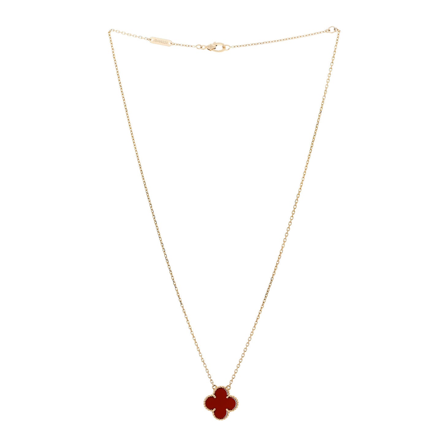 18K Yellow Gold Carnelian Vintage Alhambra Pendant Necklace