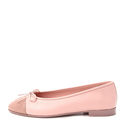 Chanel Lambskin Cap Toe CC Ballerina Flats 38.5 Light Pink Dark Pink 1 of 9