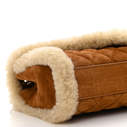 Saint Laurent Nubuck Shearling Mixed Matelasse Triquilt Small Monogram Satchel Ivory Natural Tan 9 of 10