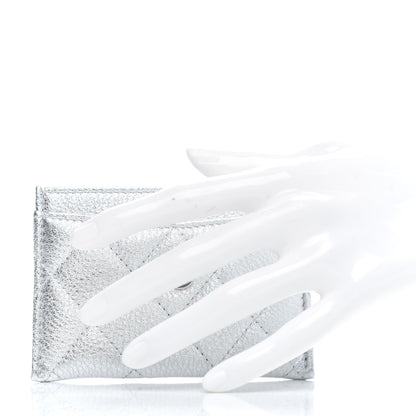 Chanel Metallic Lambskin Quilted Card Holder Silver 2 of 8
