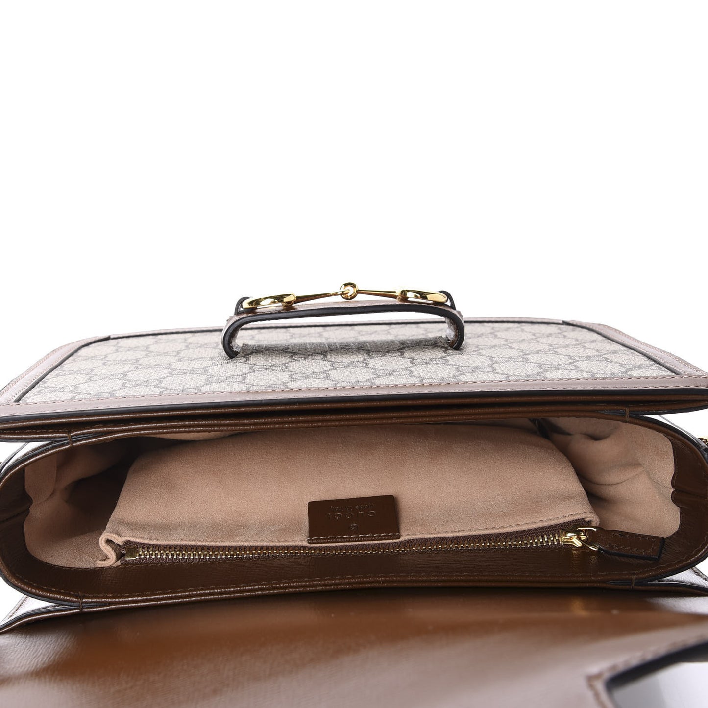 GG Supreme Monogram Horsebit 1955 Shoulder Bag Beige Brown Sugar
