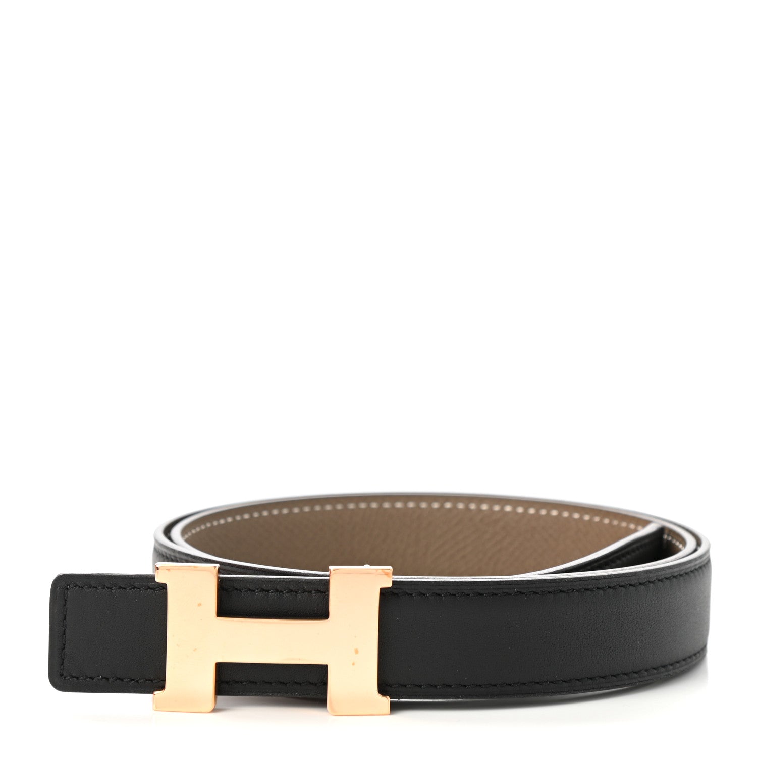 Hermes Swift Epsom 24mm Constance H Belt 75 Black Etoupe 1 of 6