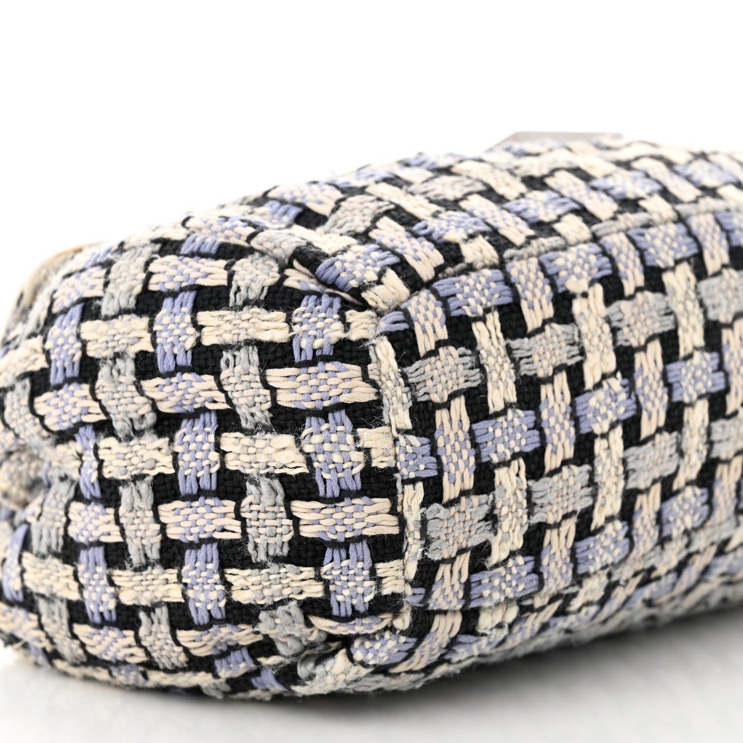 Chanel Tweed Calfskin Woven Single Flap Blue 9 of 10
