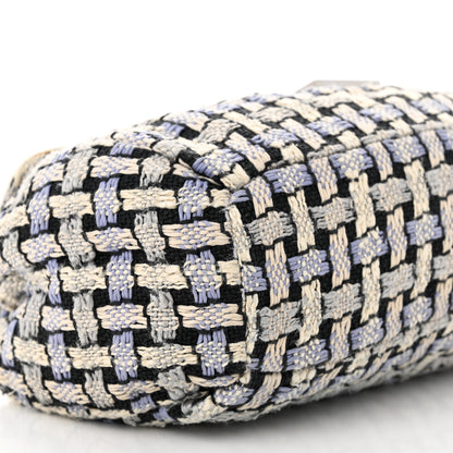 Chanel Tweed Calfskin Woven Single Flap Blue 9 of 10