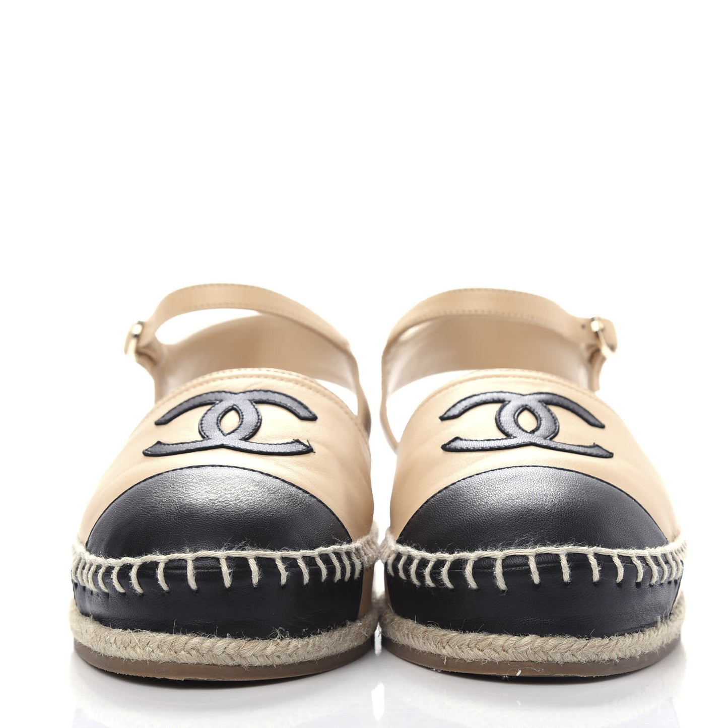 Lambskin CC Espadrilles 36 Beige Black