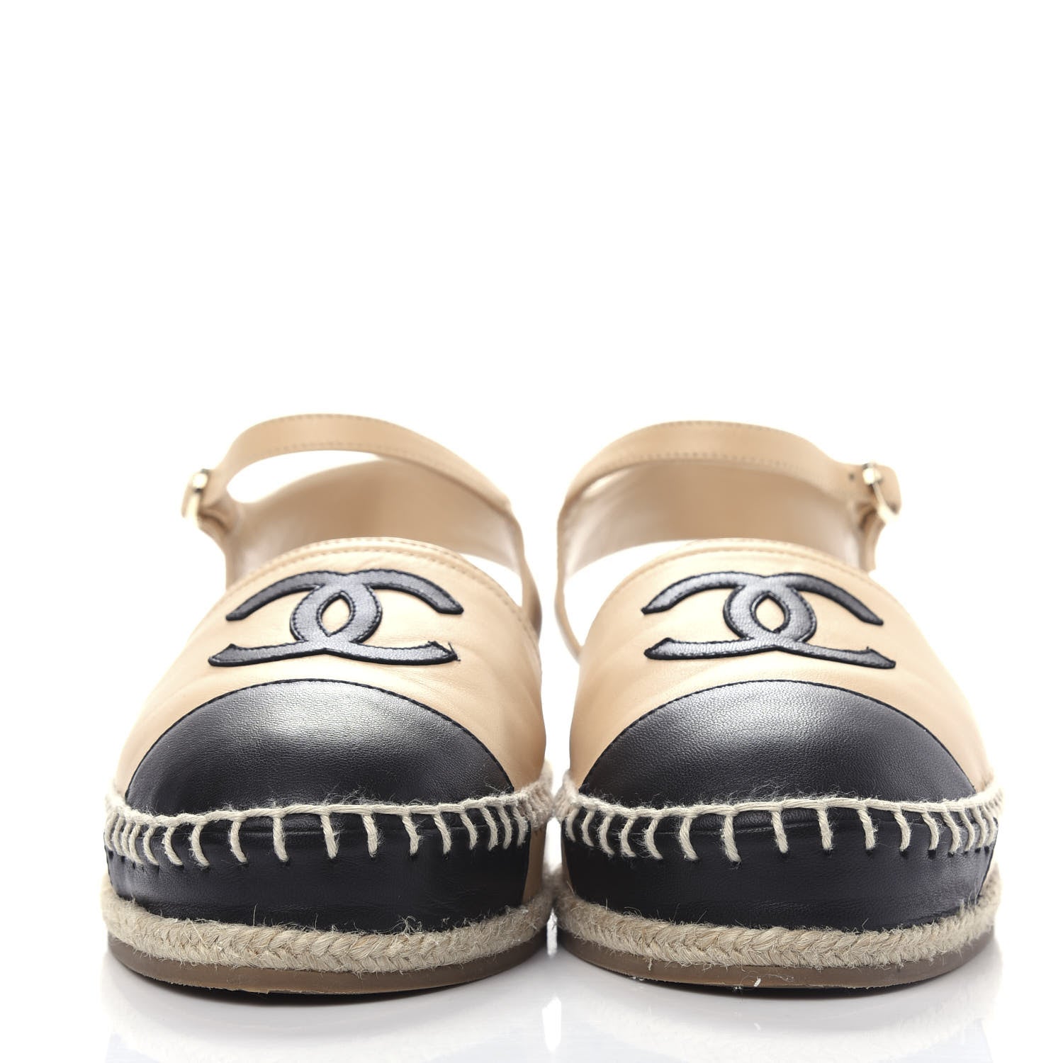 Chanel Lambskin CC Espadrilles 36 Beige Black 2 of 11