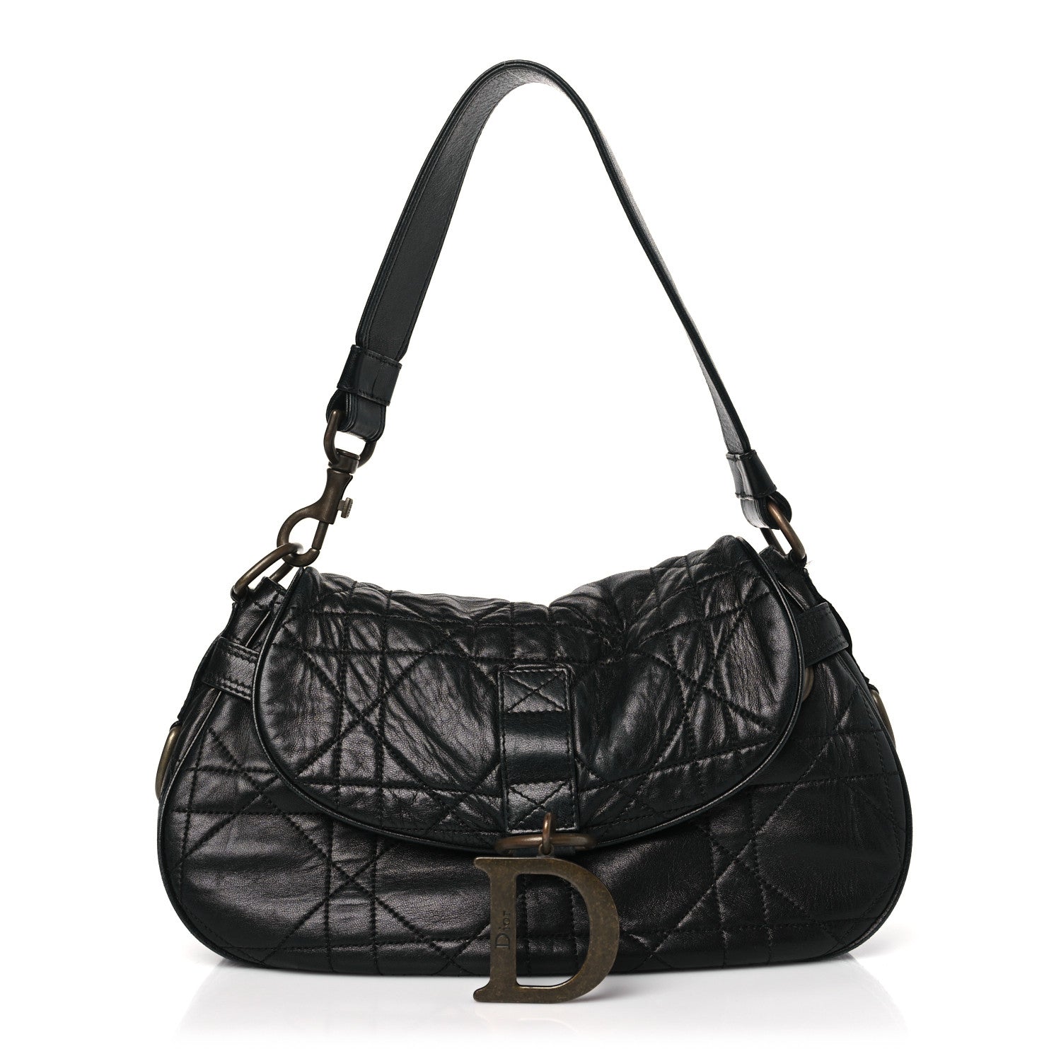 Christian Dior Lambskin Cannage Flap Bag Black 1 of 10