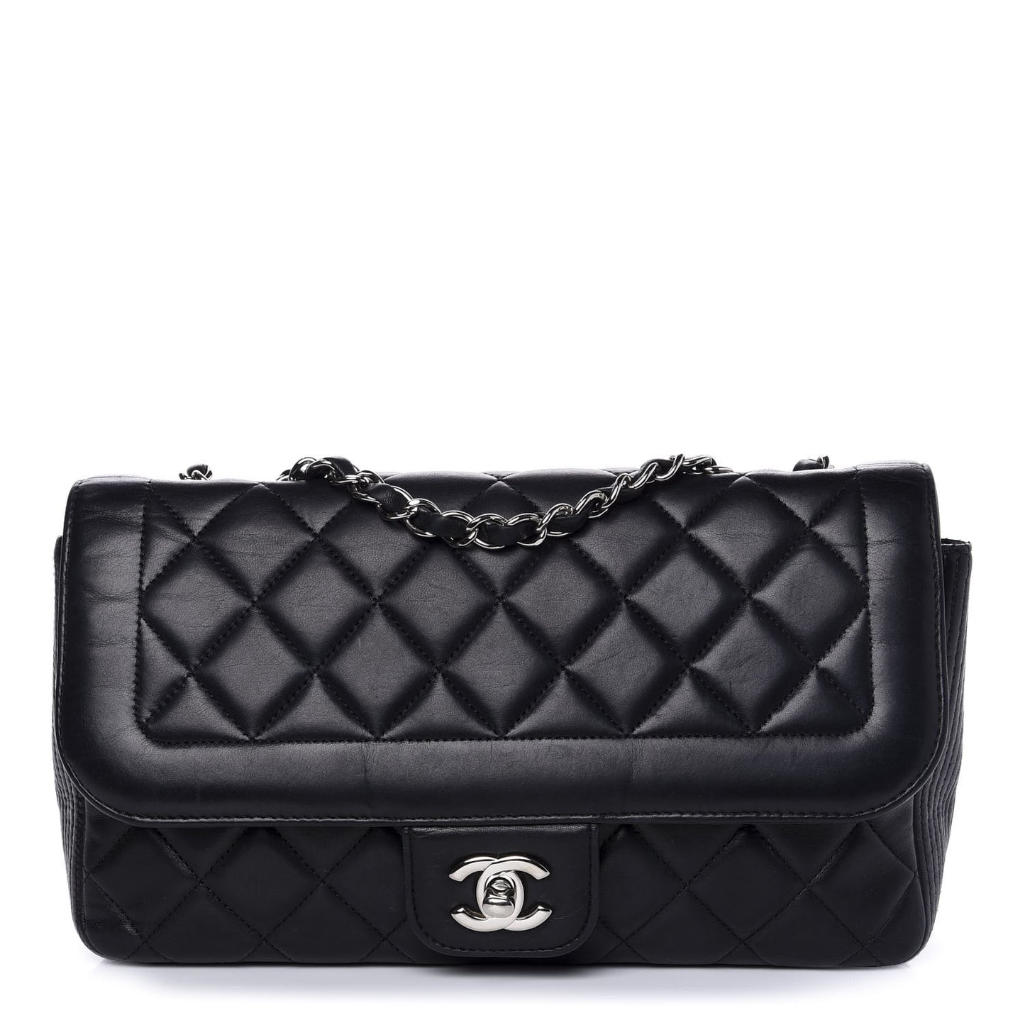Lambskin Quilted Medium Single Flap Black