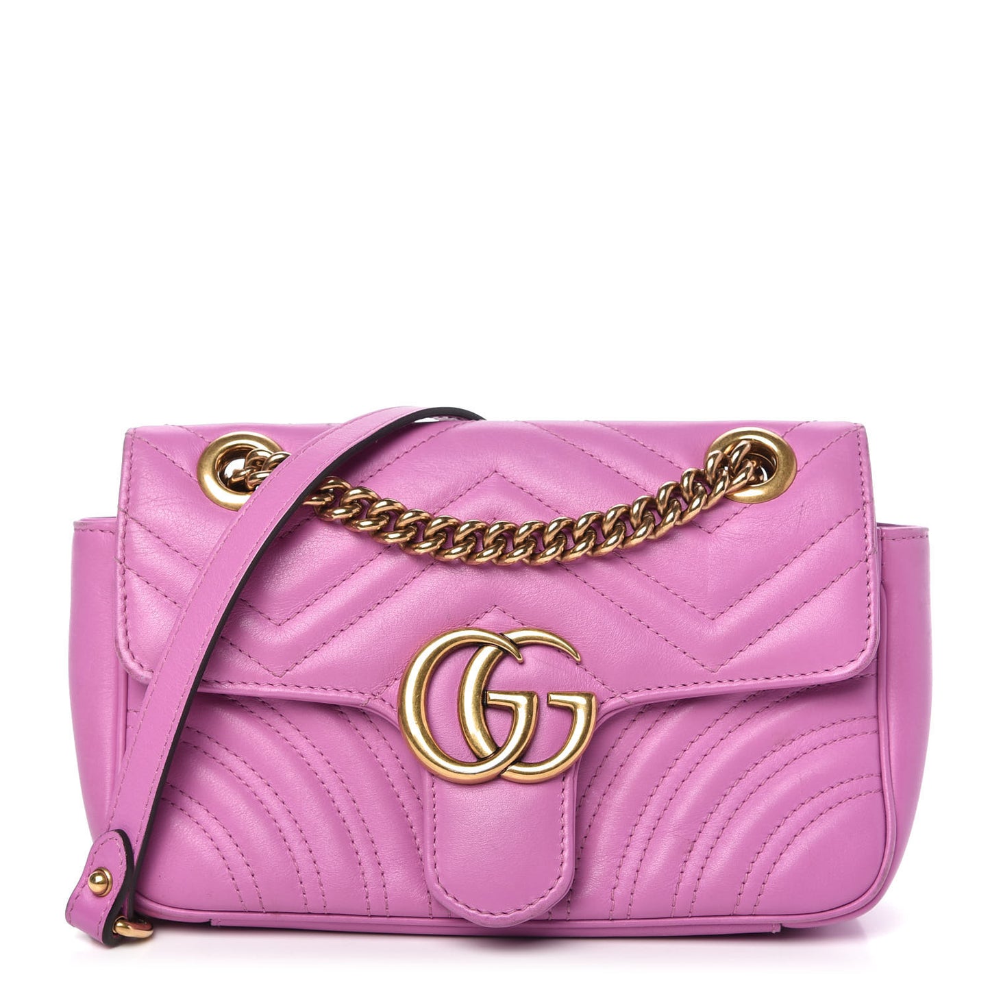 Calfskin Matelasse Mini GG Marmont Shoulder Bag Candy Mousse
