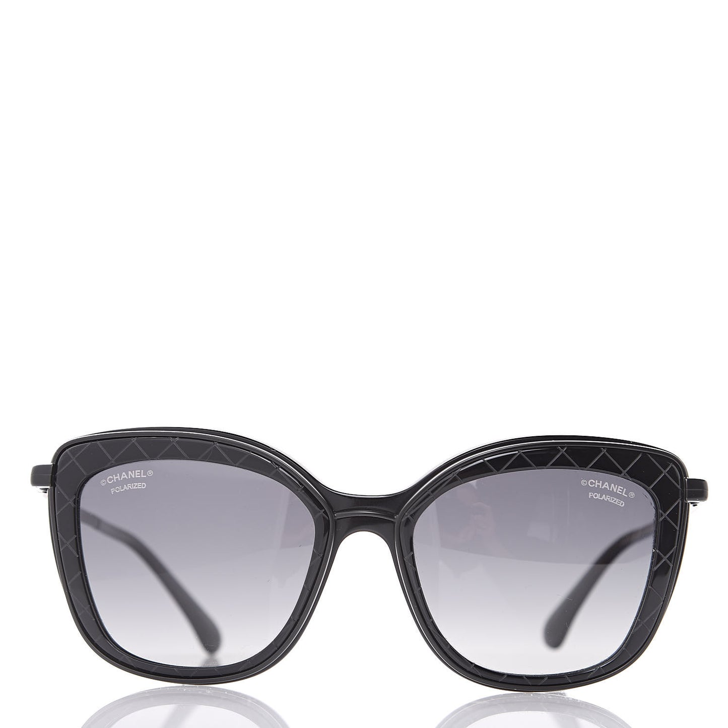 Acetate Polarized Quilted Metal Butterfly Sunglasses 4238-A Black