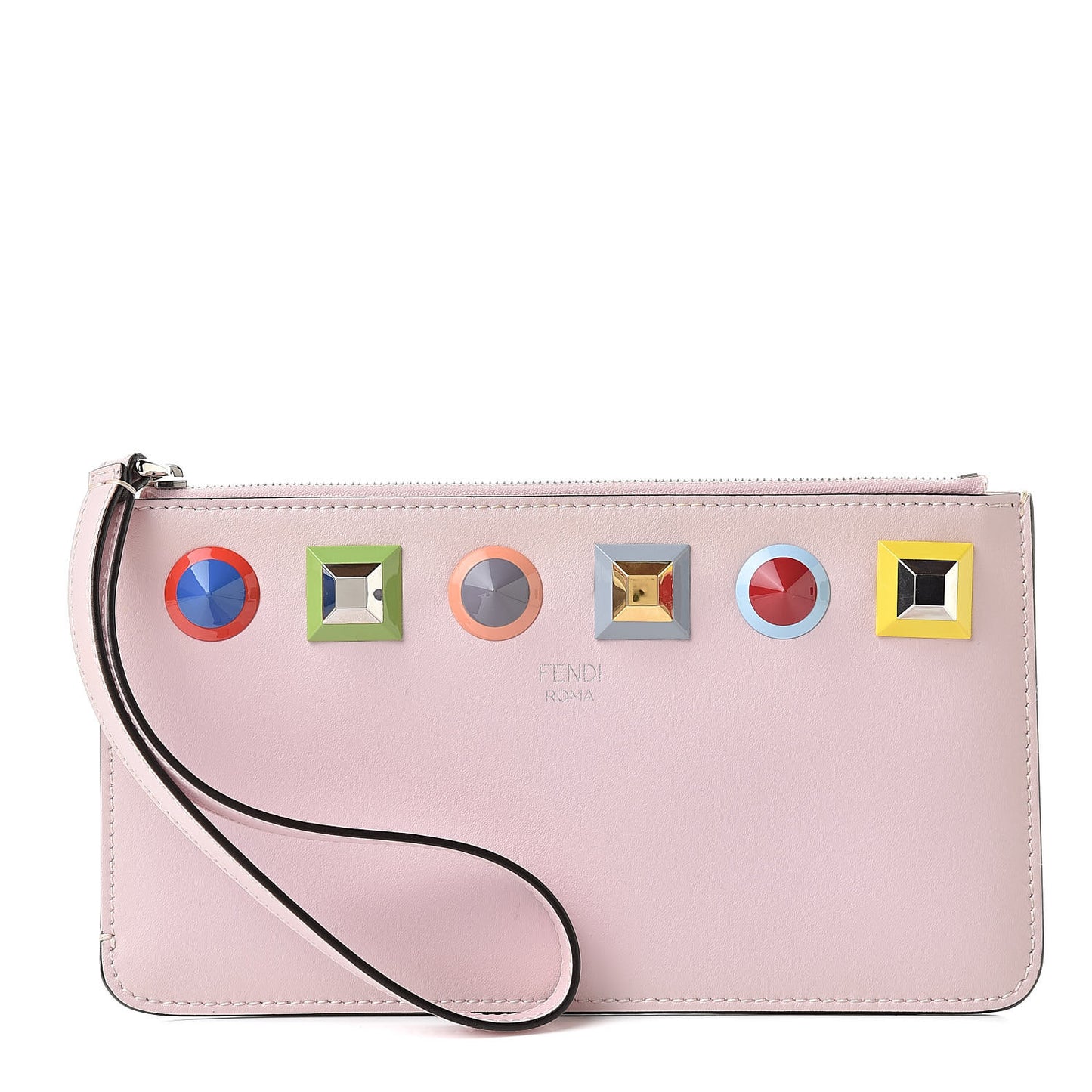 Vitello Liberty Studded Zip Pouch Peonia Multicolor