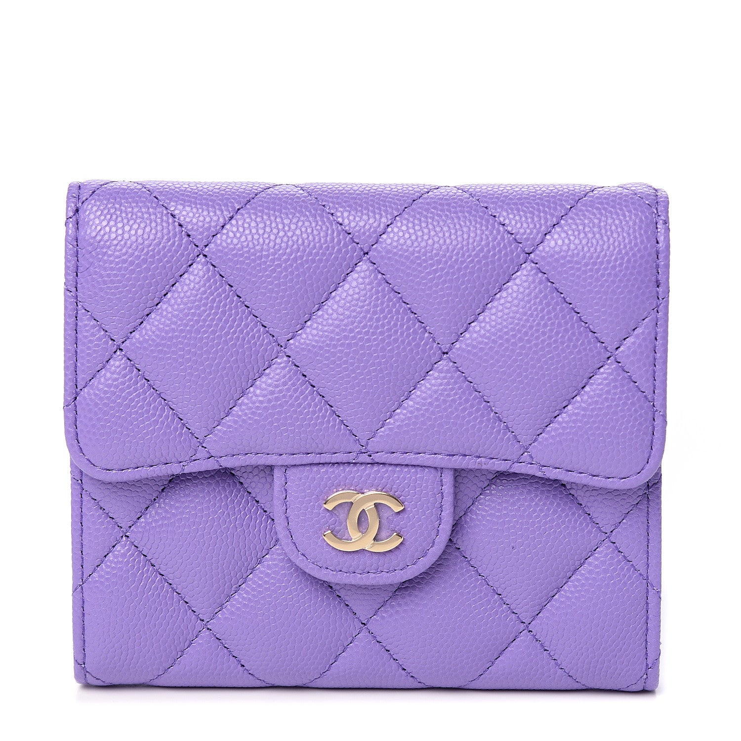 Chanel Caviar Quilted Flap Card Holder Wallet Purple 1 of 8