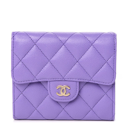 Chanel Caviar Quilted Flap Card Holder Wallet Purple 1 of 8