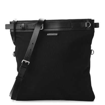 Saint Laurent Canvas Calfskin Belted Flat Messenger Bag Black 1 of 10