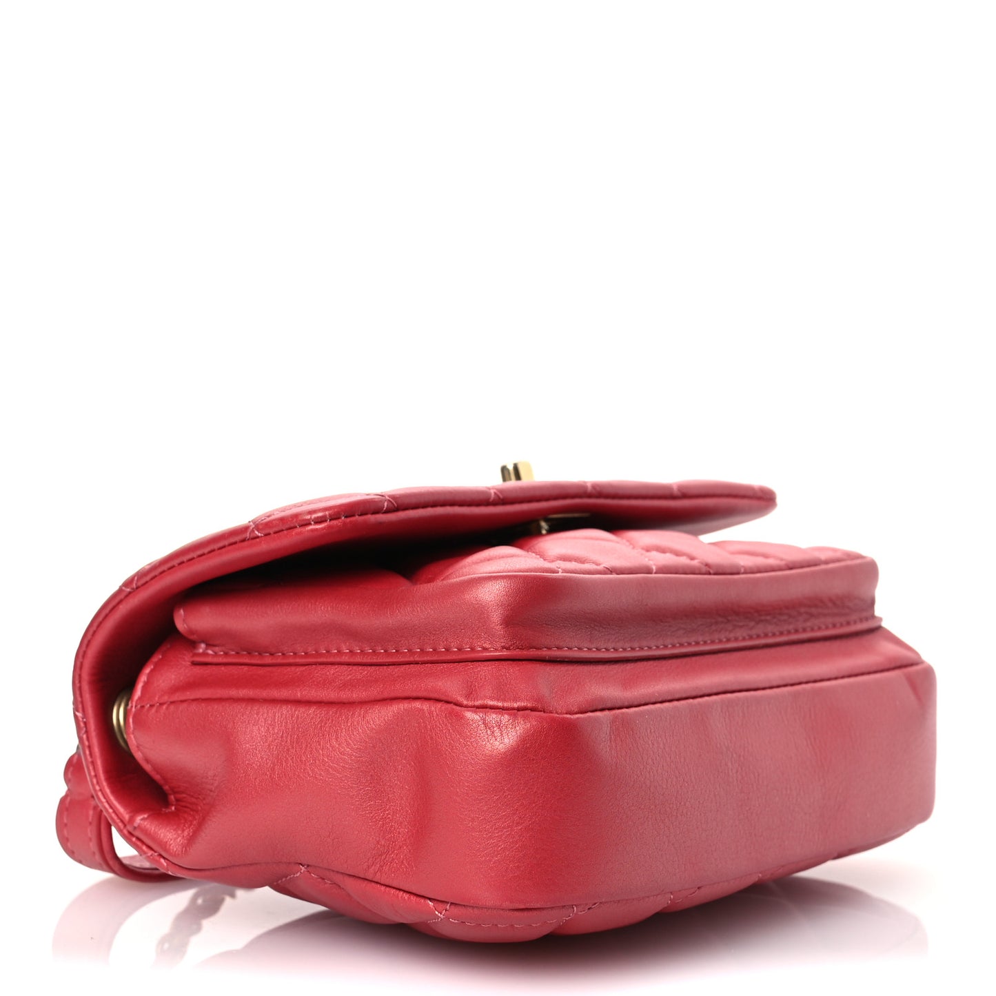 Metallic Calfskin Quilted Top Handle Flap Dark Pink