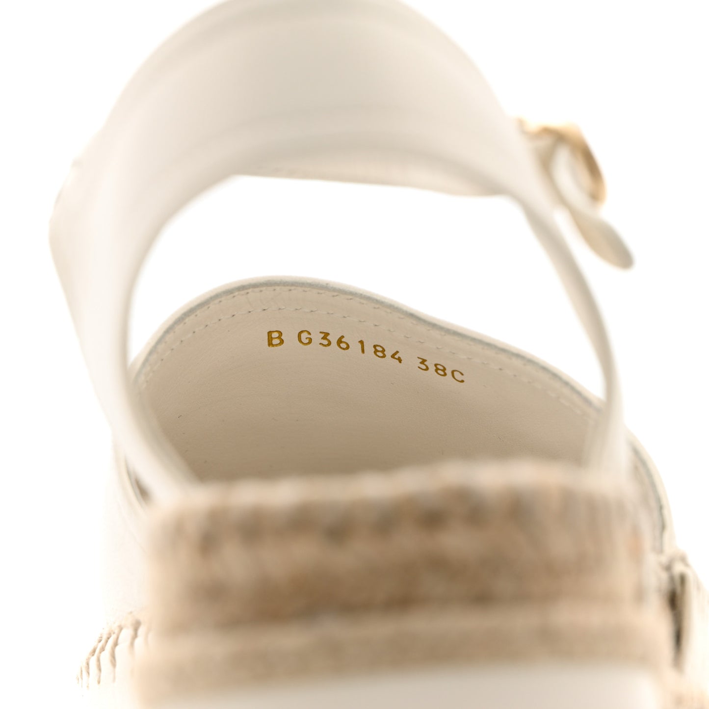 Lambskin Cap Toe CC Espadrille Sandals 38 White Black