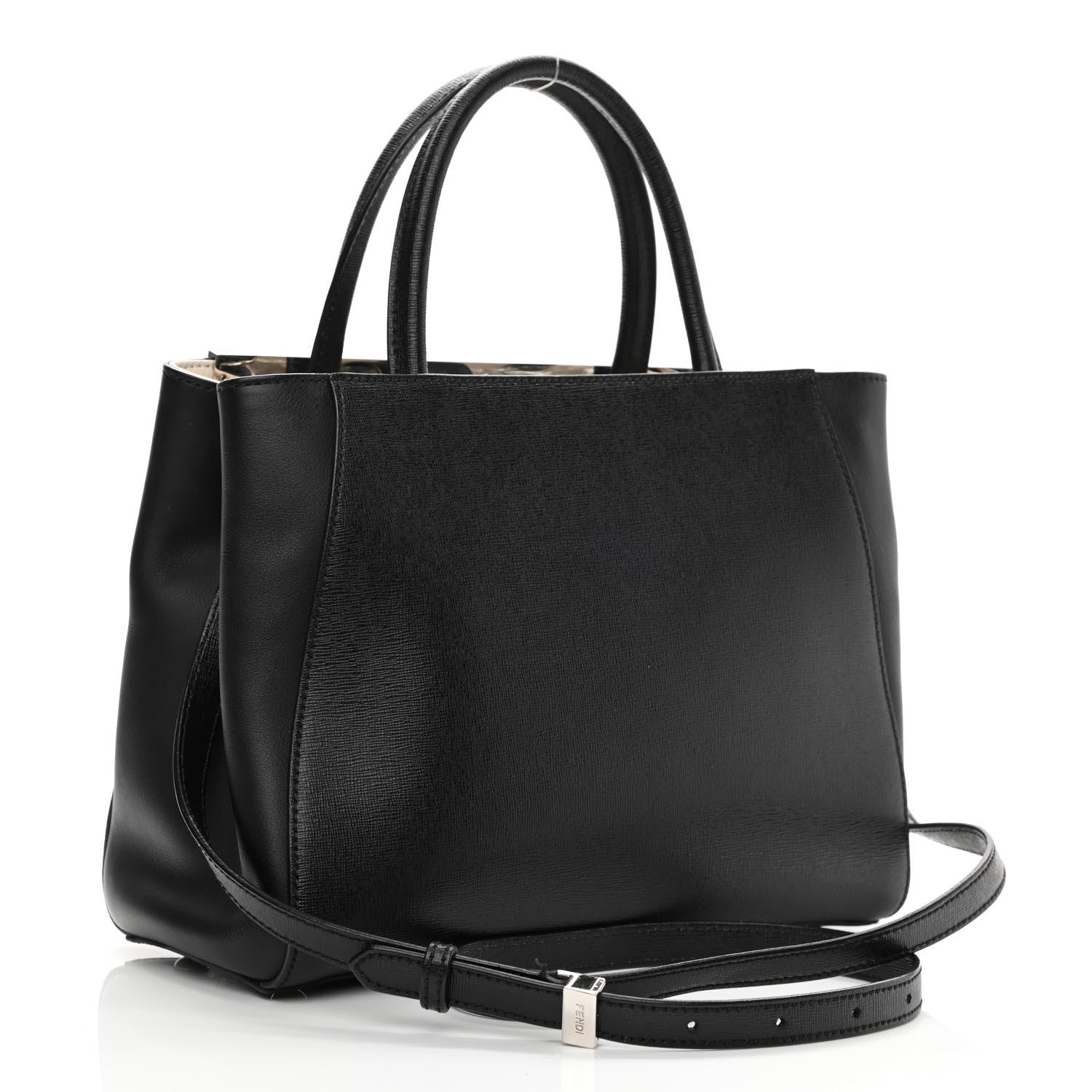 Fendi Vitello Elite Flamingo Mink Monster Charm Petite 2Jours Tote Black Multicolor 3 of 13