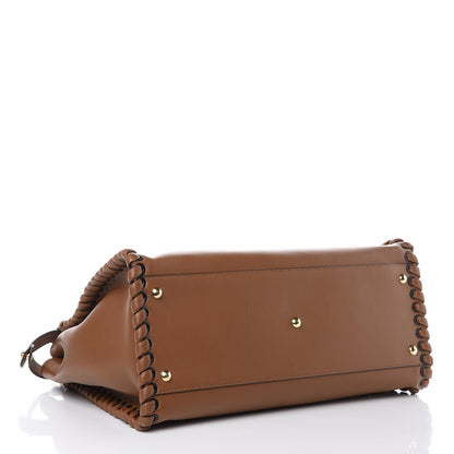 Fendi Calfskin Lace Up Large Peekaboo Iconic Satchel Cognac 4 of 11