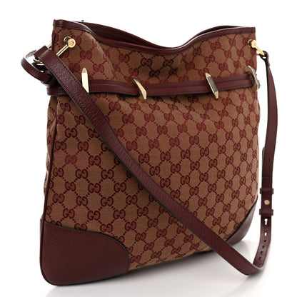 Gucci Monogram Textured Dollar Calfskin Horsebit 1955 Cinch Top Messenger Bag Sahara Rubino Chardonnay 3 of 9