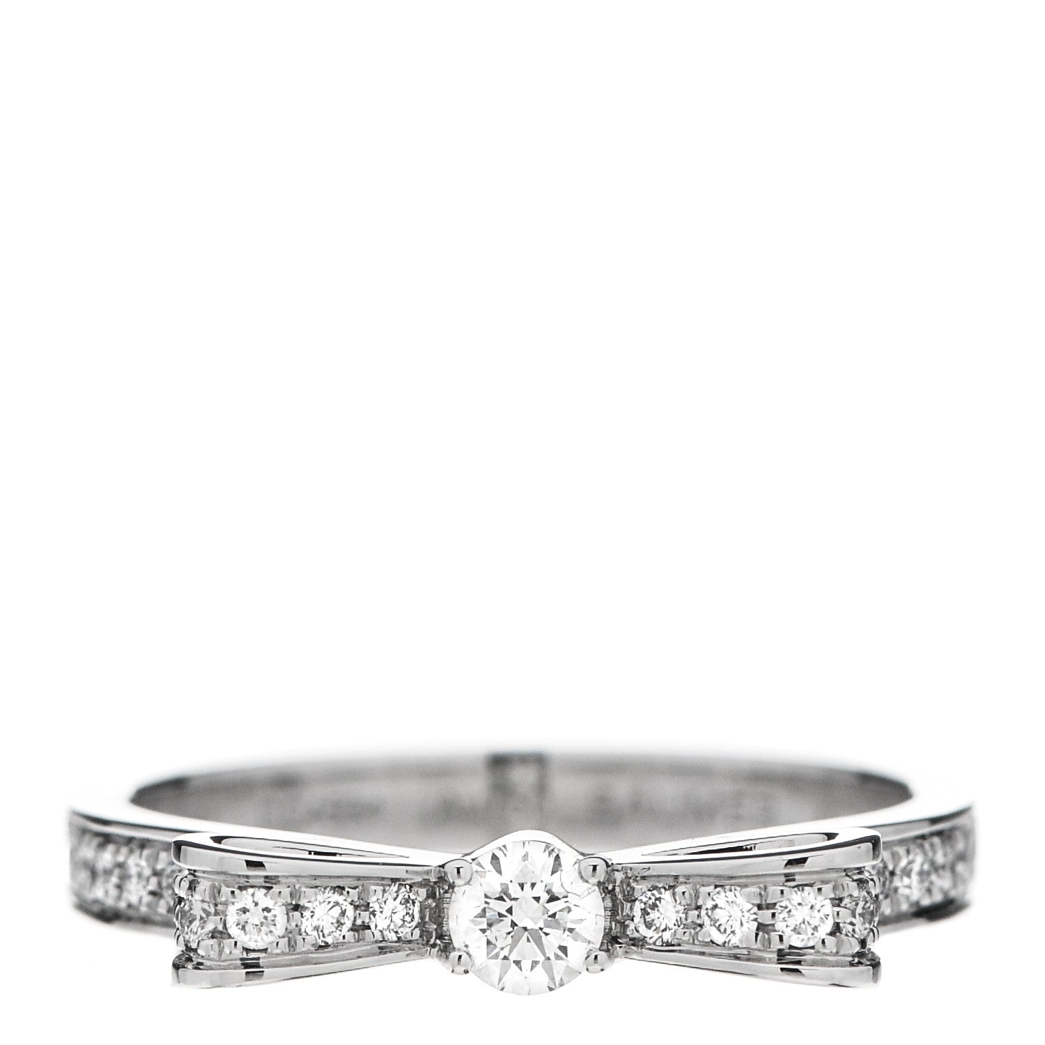 Chanel 18K White Gold Diamond Ruban Ring 49 4.75 1 of 8