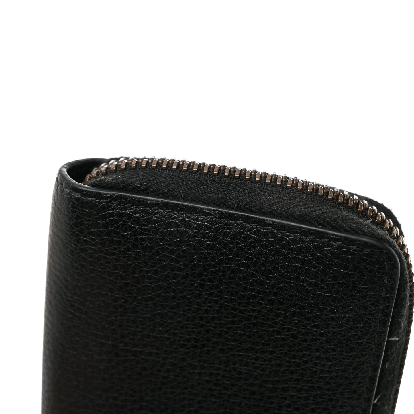 Calfskin Logo Zip Around Card Case Black