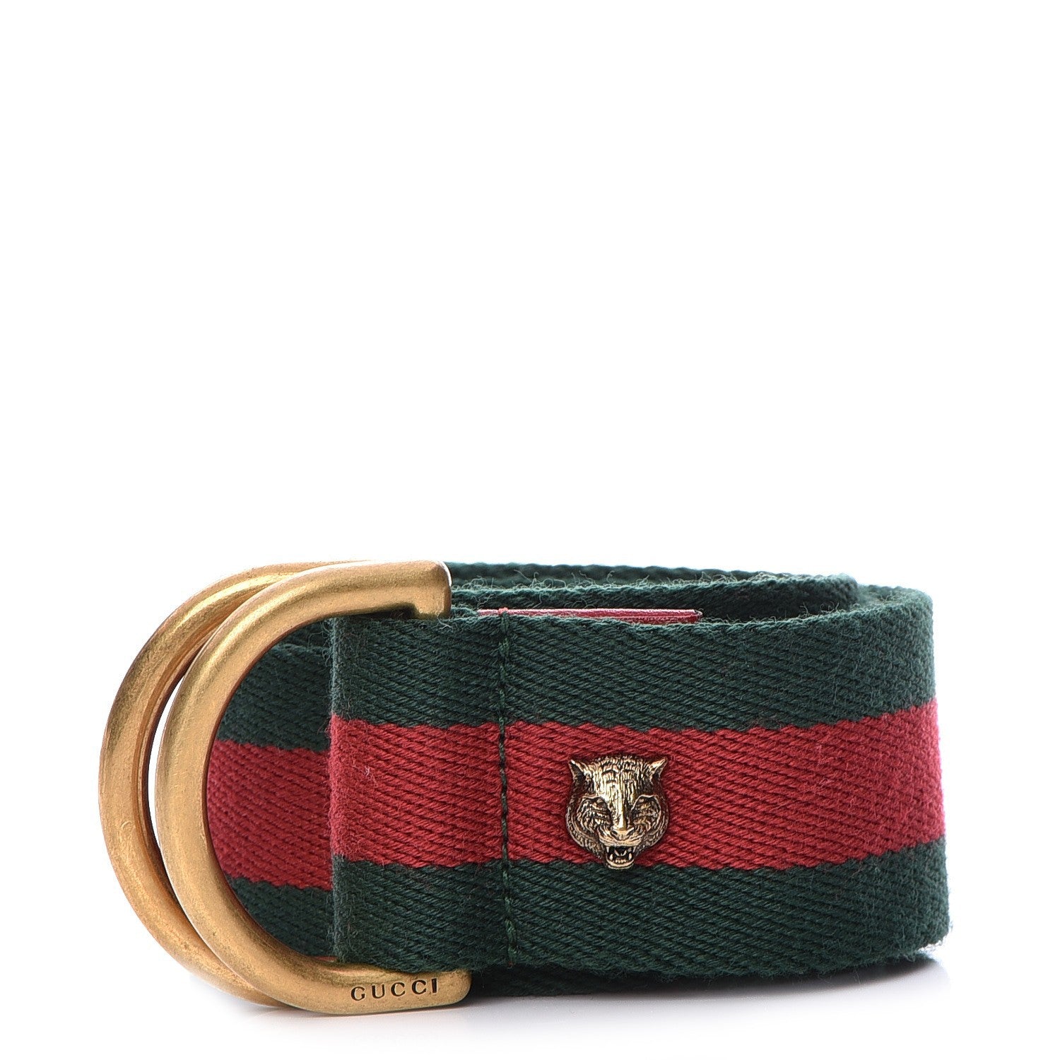 Gucci Web Feline D Ring Belt 95 38 Red Green 1 of 5