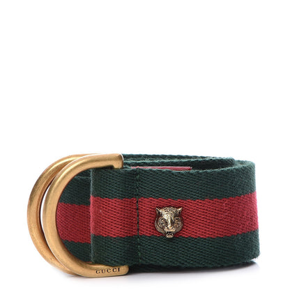 Gucci Web Feline D Ring Belt 95 38 Red Green 1 of 5