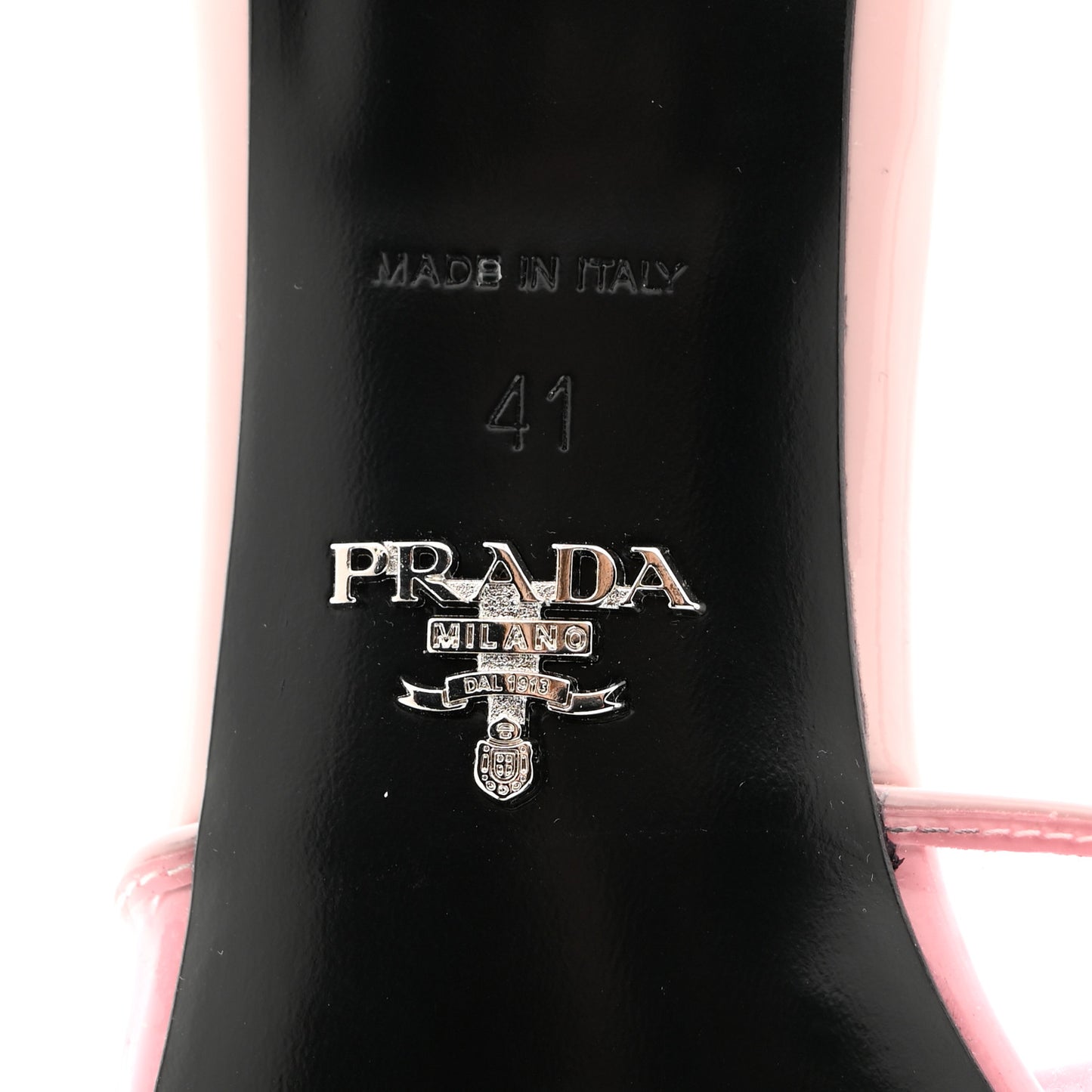 Plexiglass Vernice Metal Triangle Logo 65mm Slide Sandals 41 Alabastro