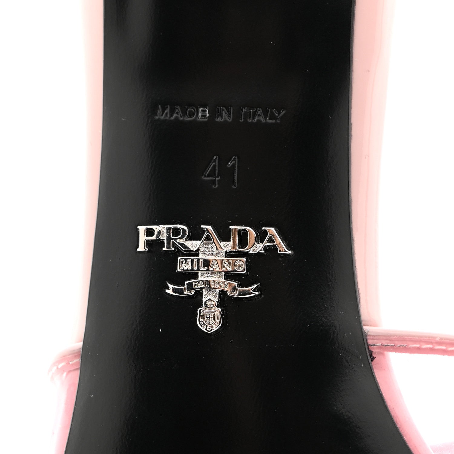 Prada Plexiglass Vernice Metal Triangle Logo 65mm Slide Sandals 41 Alabastro 7 of 7
