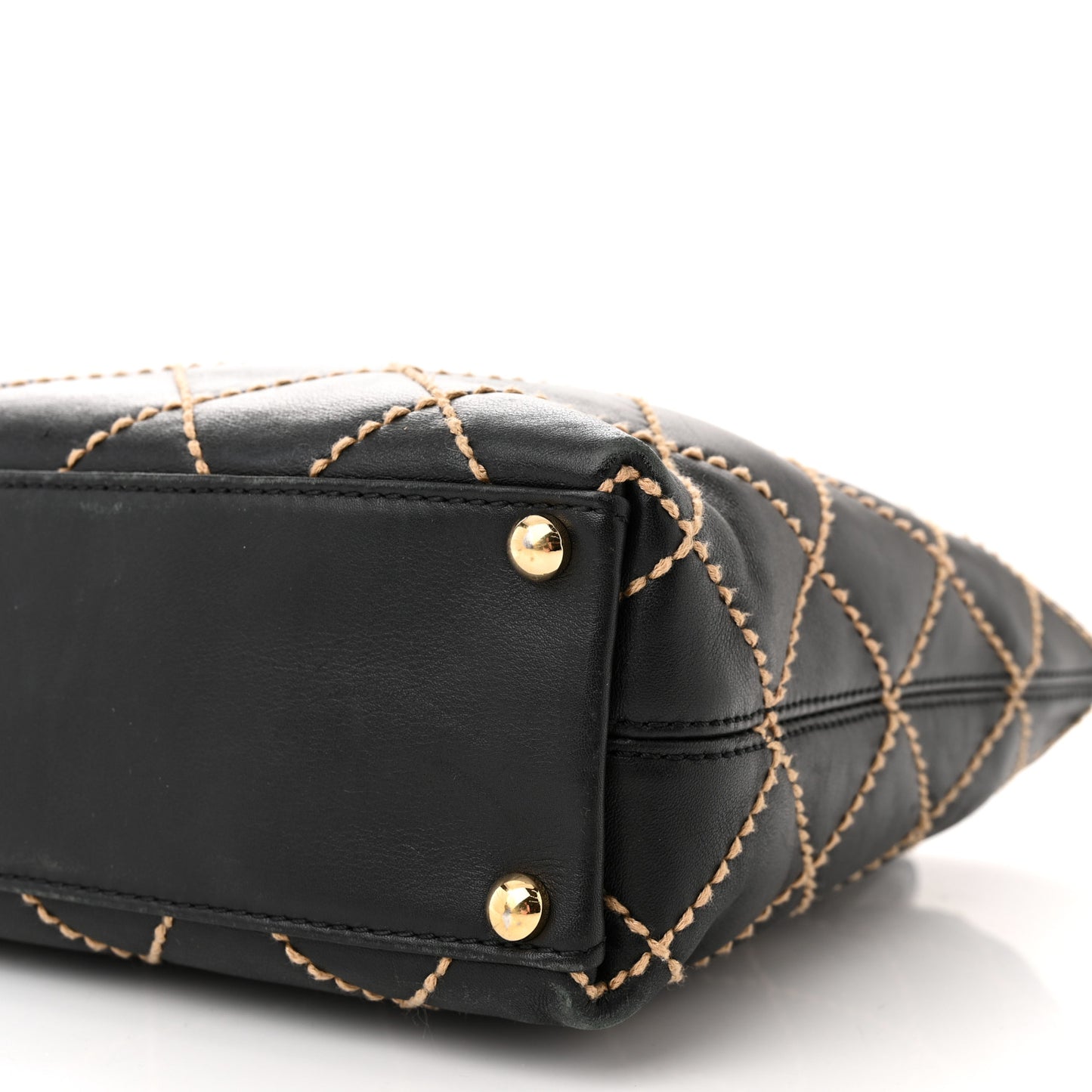 Calfskin Stitch Small Surpique Tote Black