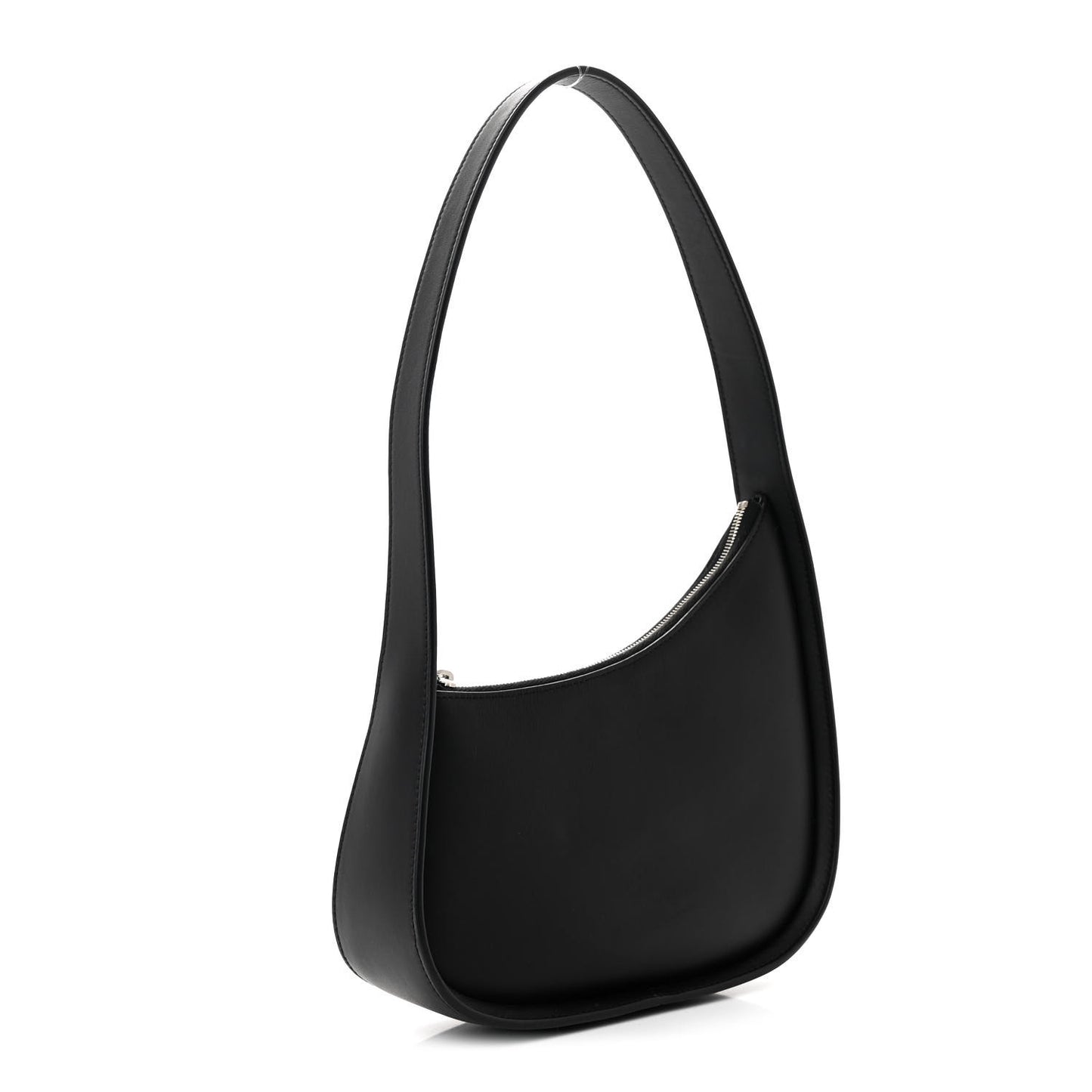 Smooth Calfskin Half Moon Shoulder Bag Black