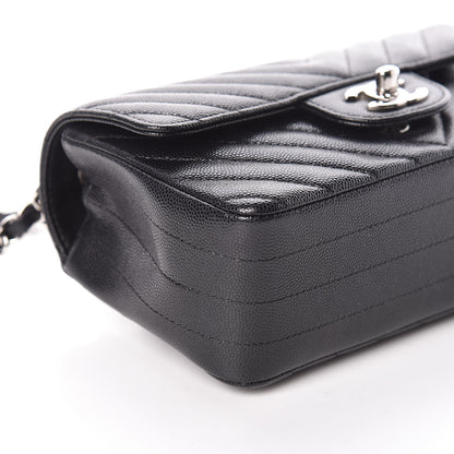 Chanel Caviar Chevron Quilted Mini Rectangular Flap Black 5 of 11