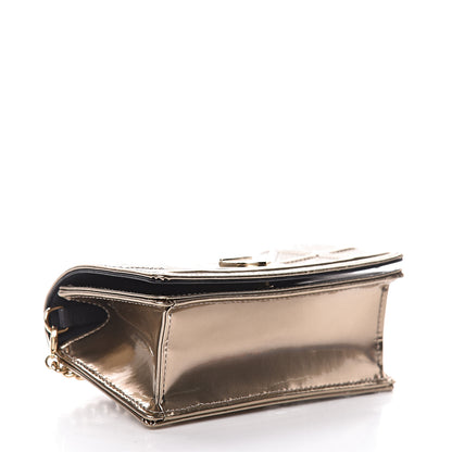 Christian Dior Metallic Patent Micro-Cannage Baby Diorama Flap Bag Champagne 4 of 11