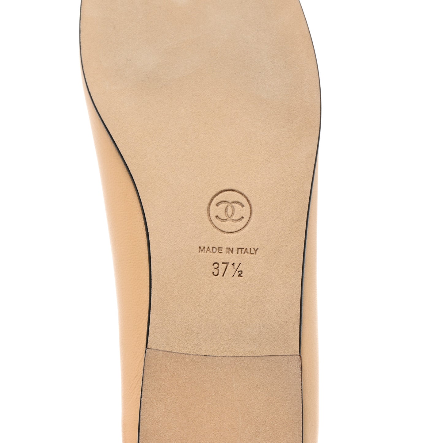 Lambskin Cap Toe CC Ballerina Flats 37.5 Beige Black