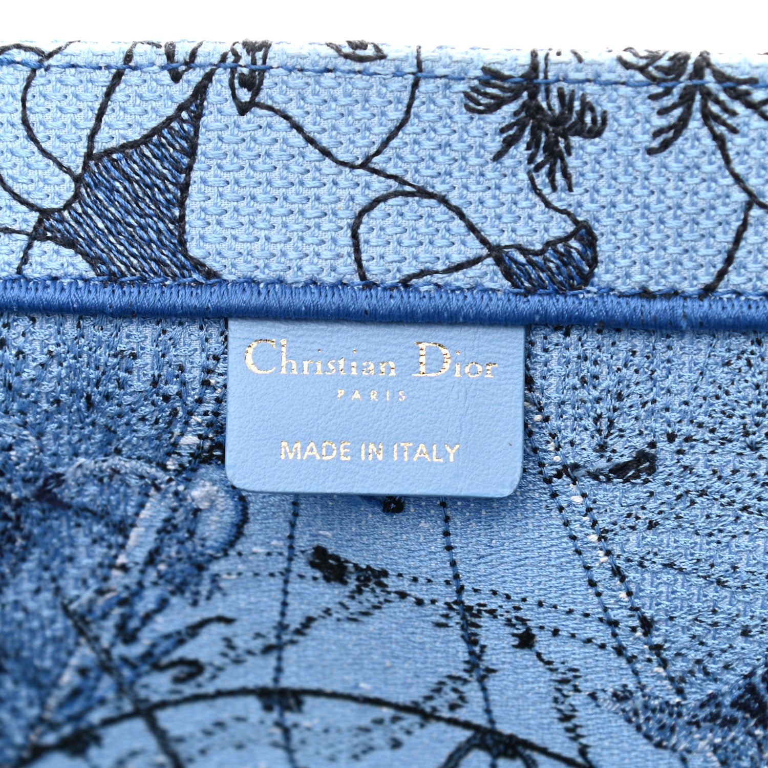 Christian Dior Canvas Embroidered Large Around The World Book Tote Light Blue 6 of 12