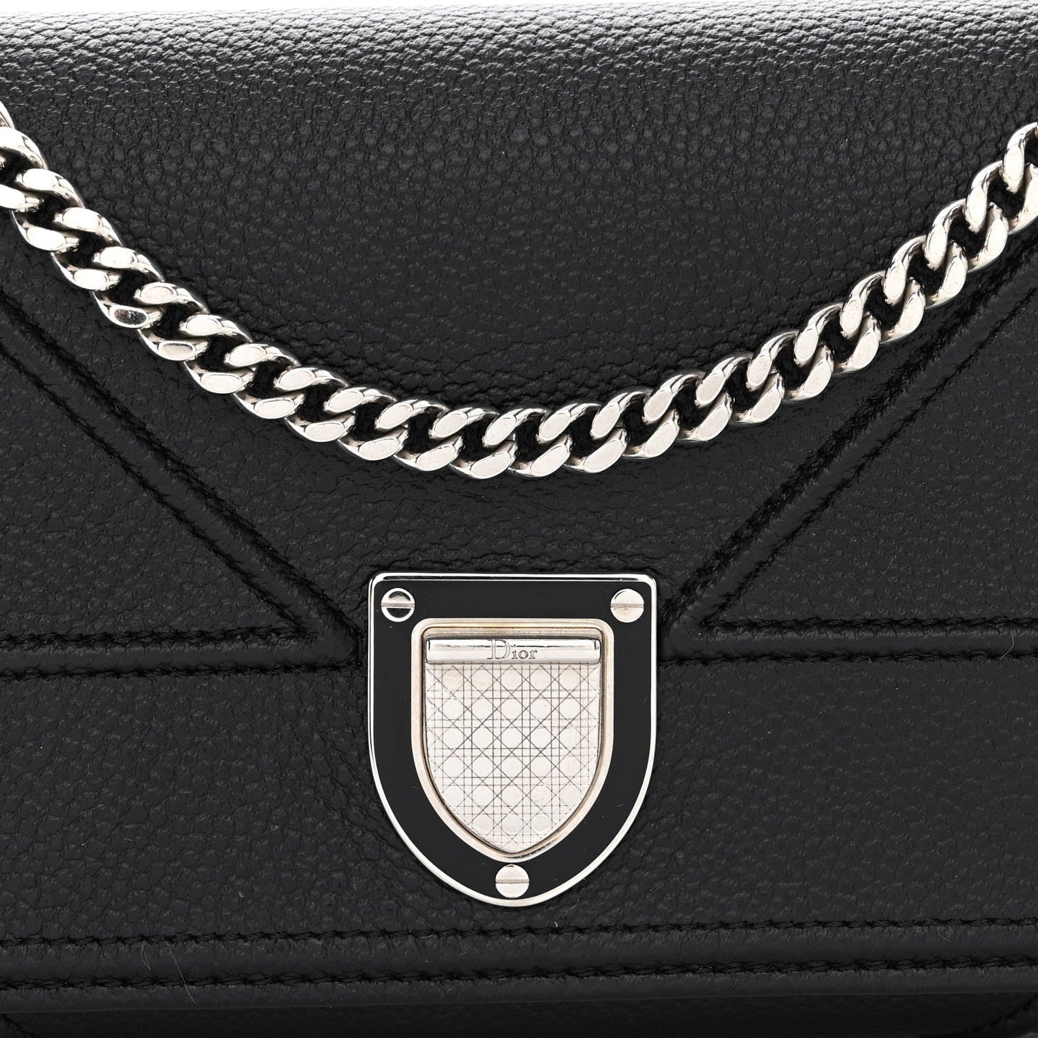 Christian Dior Grained Calfskin Diorama Croisiere Chain Wallet Black 8 of 13