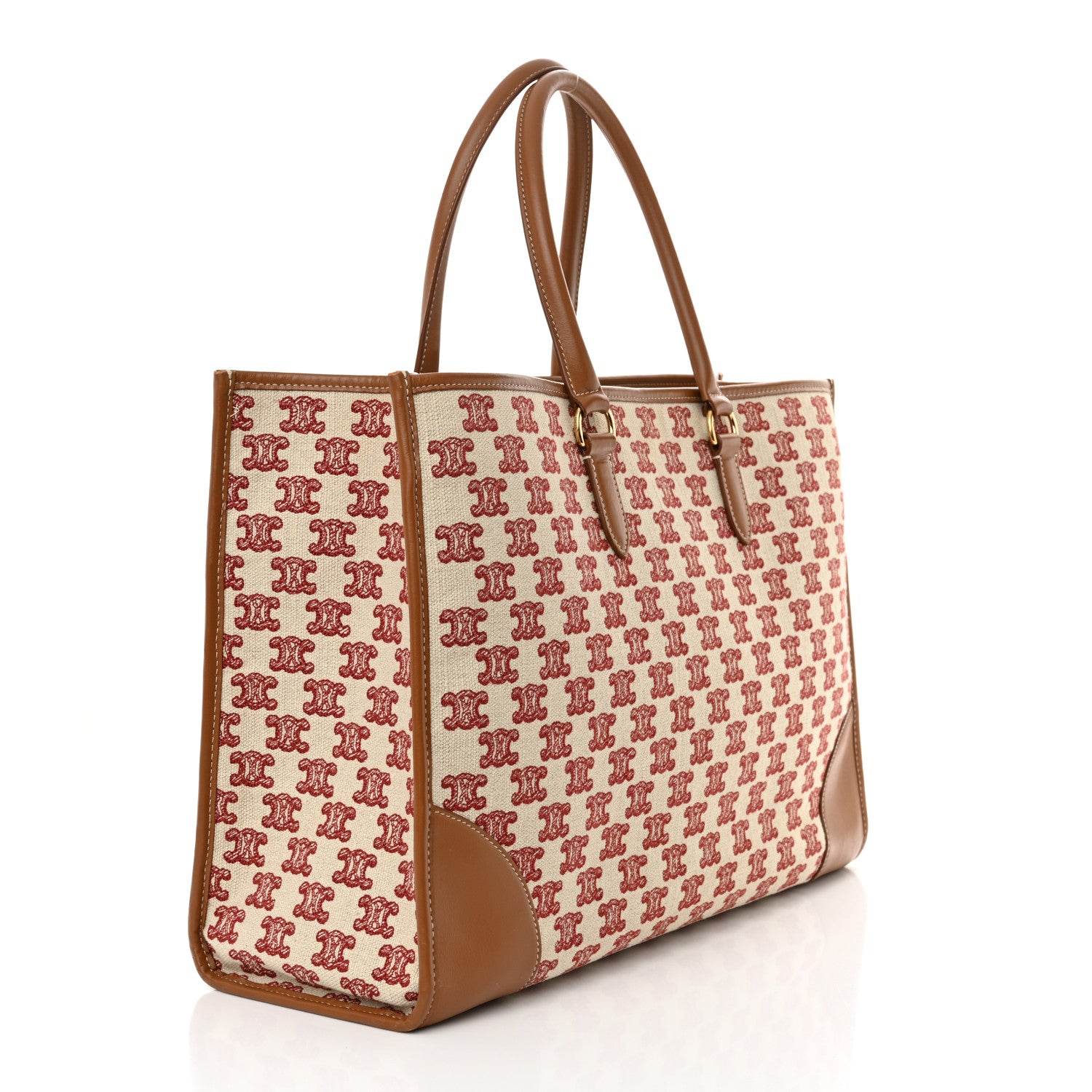 Celine Canvas Calfskin Triomphe Embroidered Horizontal Cabas
