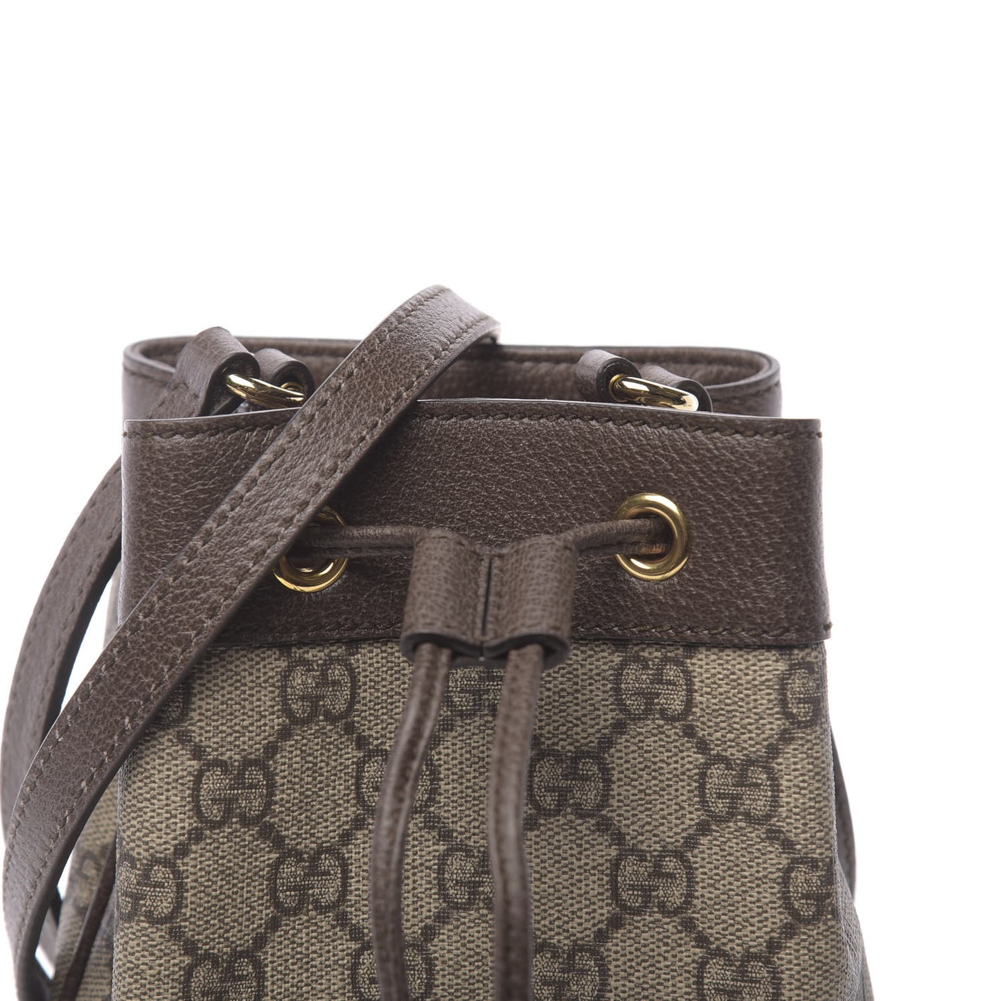 GG Supreme Monogram Web Mini Ophidia Bucket Bag Brown
