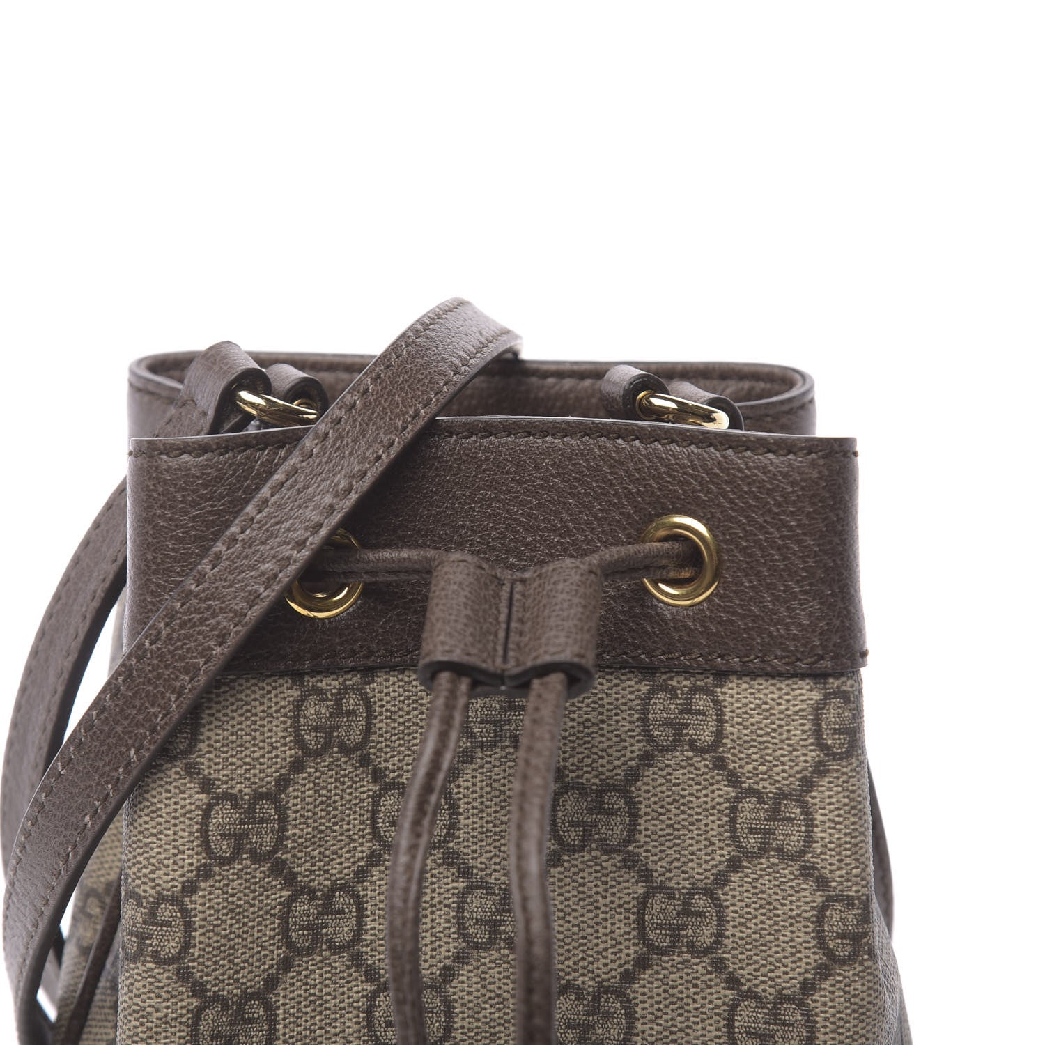 Gucci GG Supreme Monogram Web Mini Ophidia Bucket Bag Brown 7 of 9