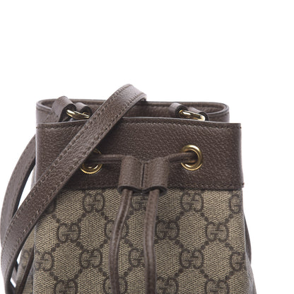 Gucci GG Supreme Monogram Web Mini Ophidia Bucket Bag Brown 7 of 9
