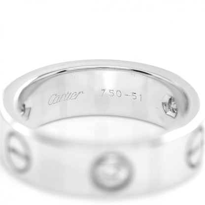 Cartier 18K White Gold 3 Diamond 5.5mm LOVE Ring 51 5.75 4 of 4