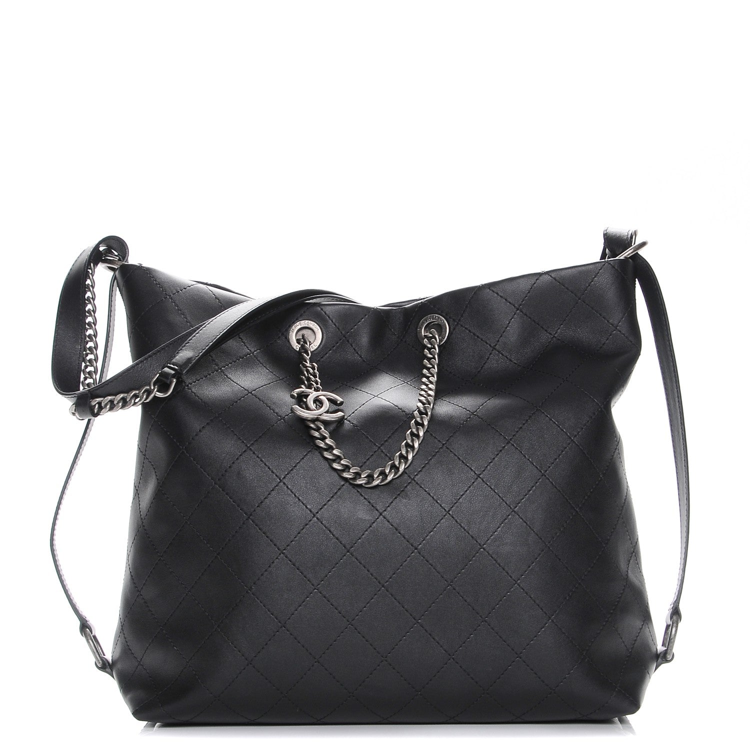 Chanel Calfskin Stitched Large Hobo Black 1 of 10
