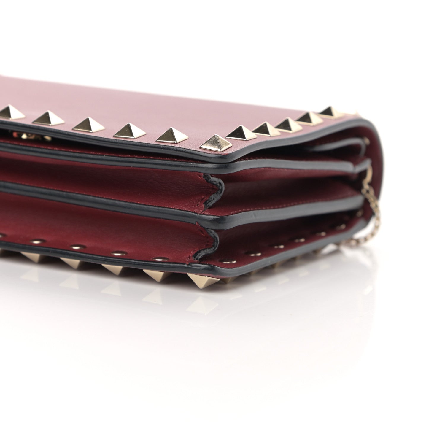 Valentino Garavani Calfskin Rockstud Wallet on Chain Camelia 10 of 13