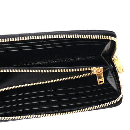 Saint Laurent Grain De Poudre Matelasse Chevron Monogram Zip Around Wallet Black 5 of 7