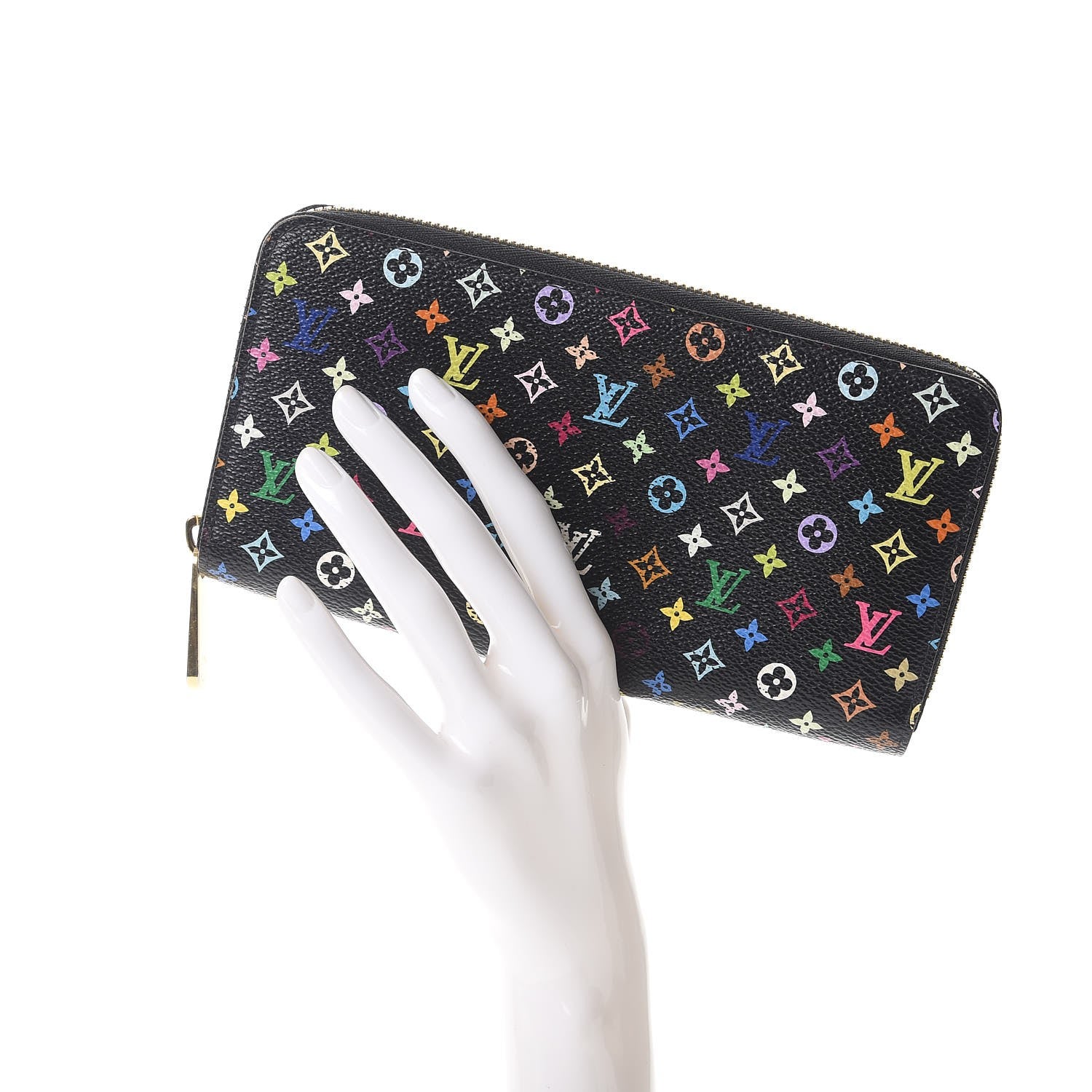 Louis Vuitton Monogram Multicolor Zippy Wallet Black Violet 2 of 10